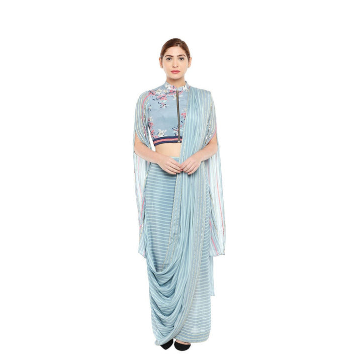 Soup by Sougat Paul Hand Embroidered & Floral Short Jacket With Drape Saree