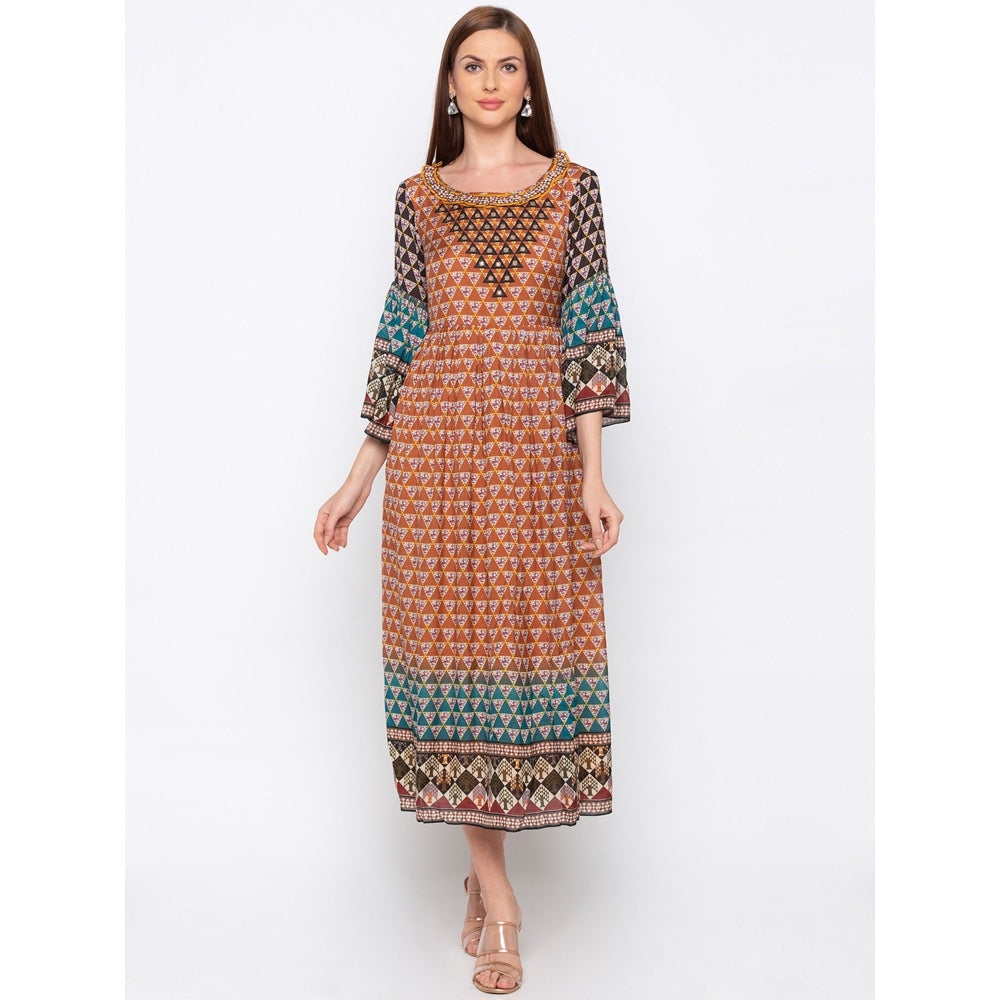 Soup by Sougat Paul Brown Printed Midi Dress - Customisable