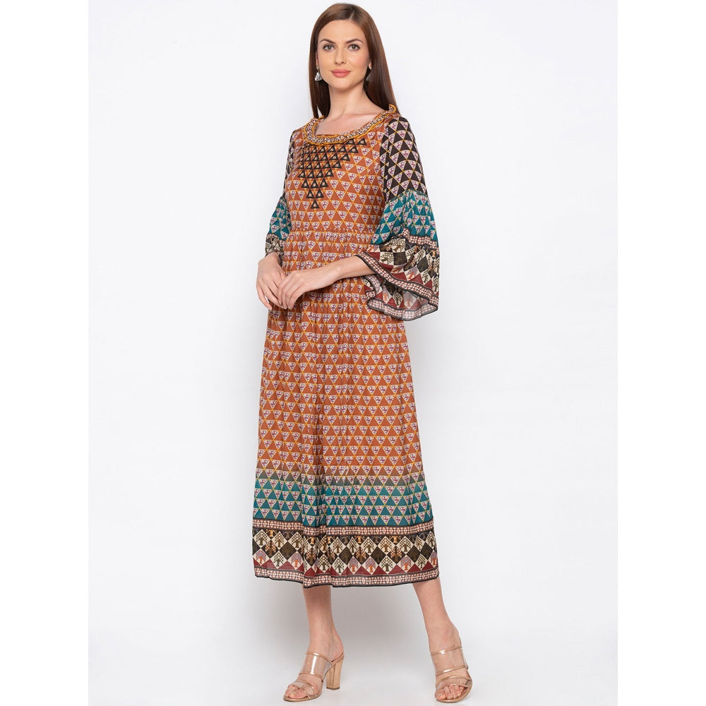 Soup by Sougat Paul Brown Printed Midi Dress - Customisable