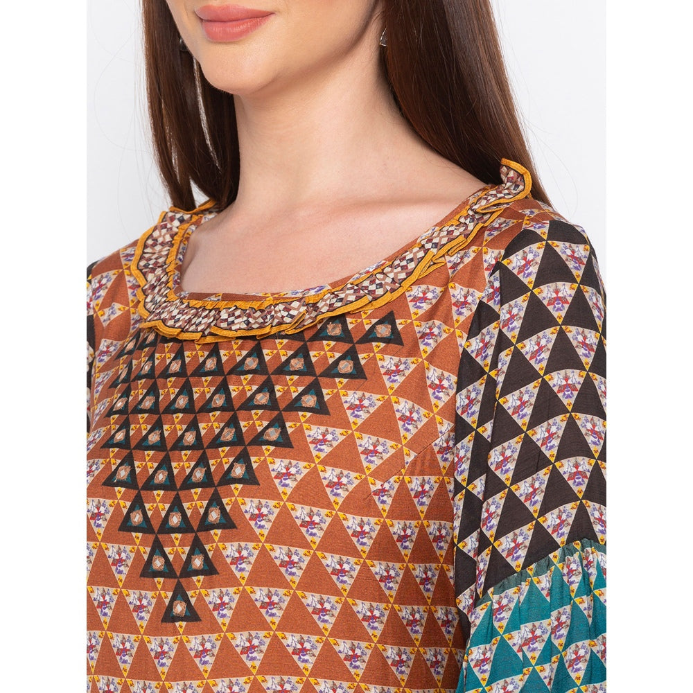 Soup by Sougat Paul Brown Printed Midi Dress - Customisable