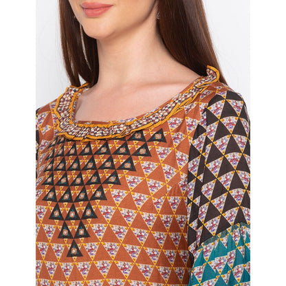 Soup by Sougat Paul Brown Printed Midi Dress - Customisable