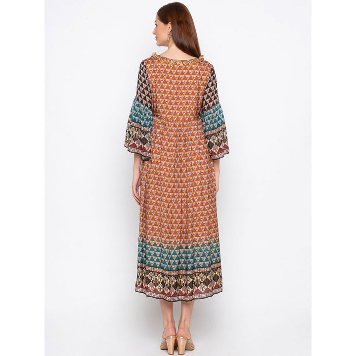 Soup by Sougat Paul Brown Printed Midi Dress - Customisable