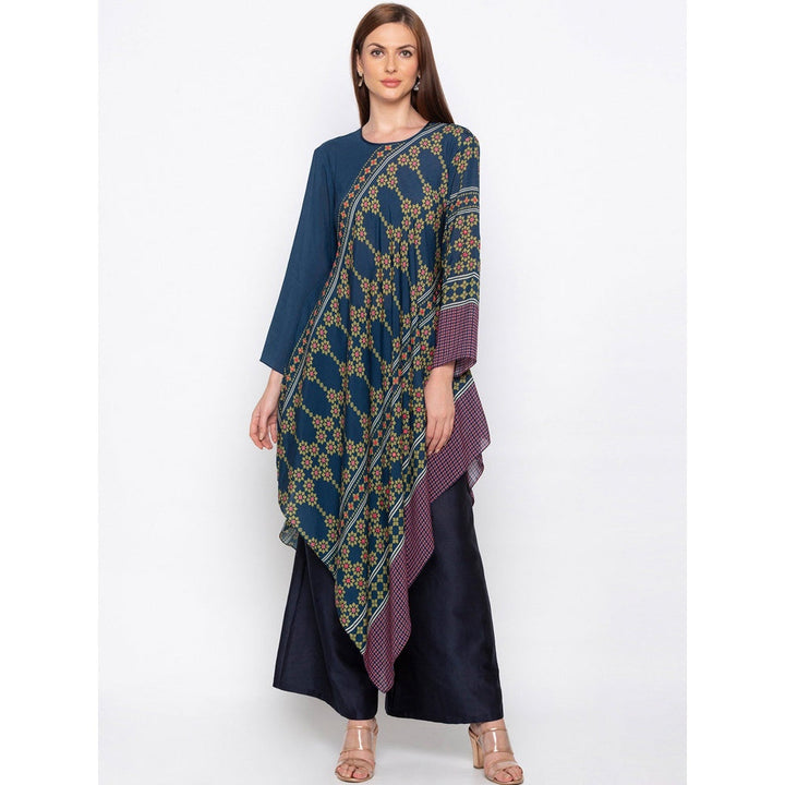Soup by Sougat Paul Teal Printed Tunic With Palazzo - Customisable (Set of 2)
