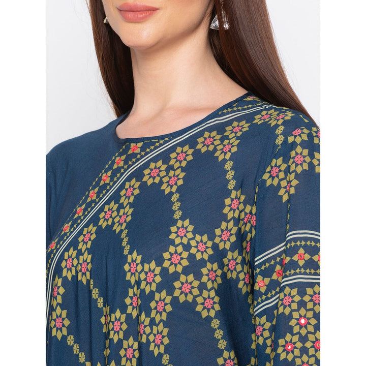 Soup by Sougat Paul Teal Printed Tunic With Palazzo - Customisable (Set of 2)