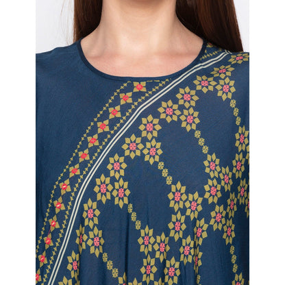 Soup by Sougat Paul Teal Printed Tunic With Palazzo - Customisable (Set of 2)
