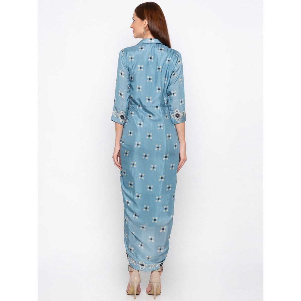 Soup by Sougat Paul Blue Printed Wrap Dress - Customisable