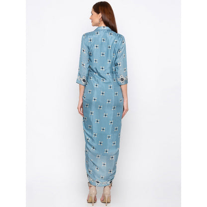 Soup by Sougat Paul Blue Printed Wrap Dress - Customisable