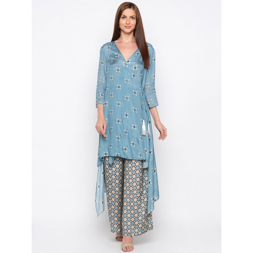 Soup by Sougat Paul Blue Printed Kurta With Palazzo - Customisable (Set of 2)