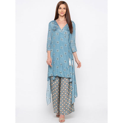 Soup by Sougat Paul Blue Printed Kurta With Palazzo - Customisable (Set of 2)