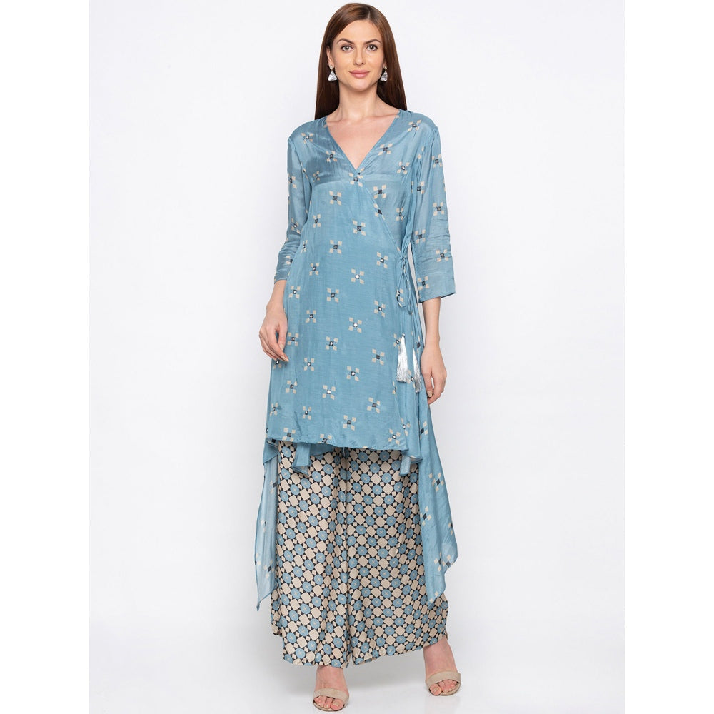 Soup by Sougat Paul Blue Printed Kurta With Palazzo - Customisable (Set of 2)