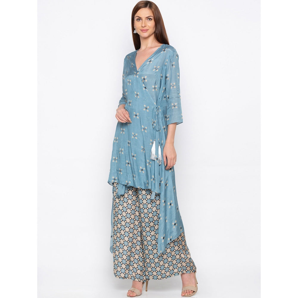 Soup by Sougat Paul Blue Printed Kurta With Palazzo - Customisable (Set of 2)