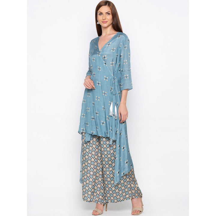 Soup by Sougat Paul Blue Printed Kurta With Palazzo - Customisable (Set of 2)