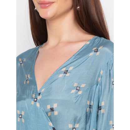 Soup by Sougat Paul Blue Printed Kurta With Palazzo - Customisable (Set of 2)