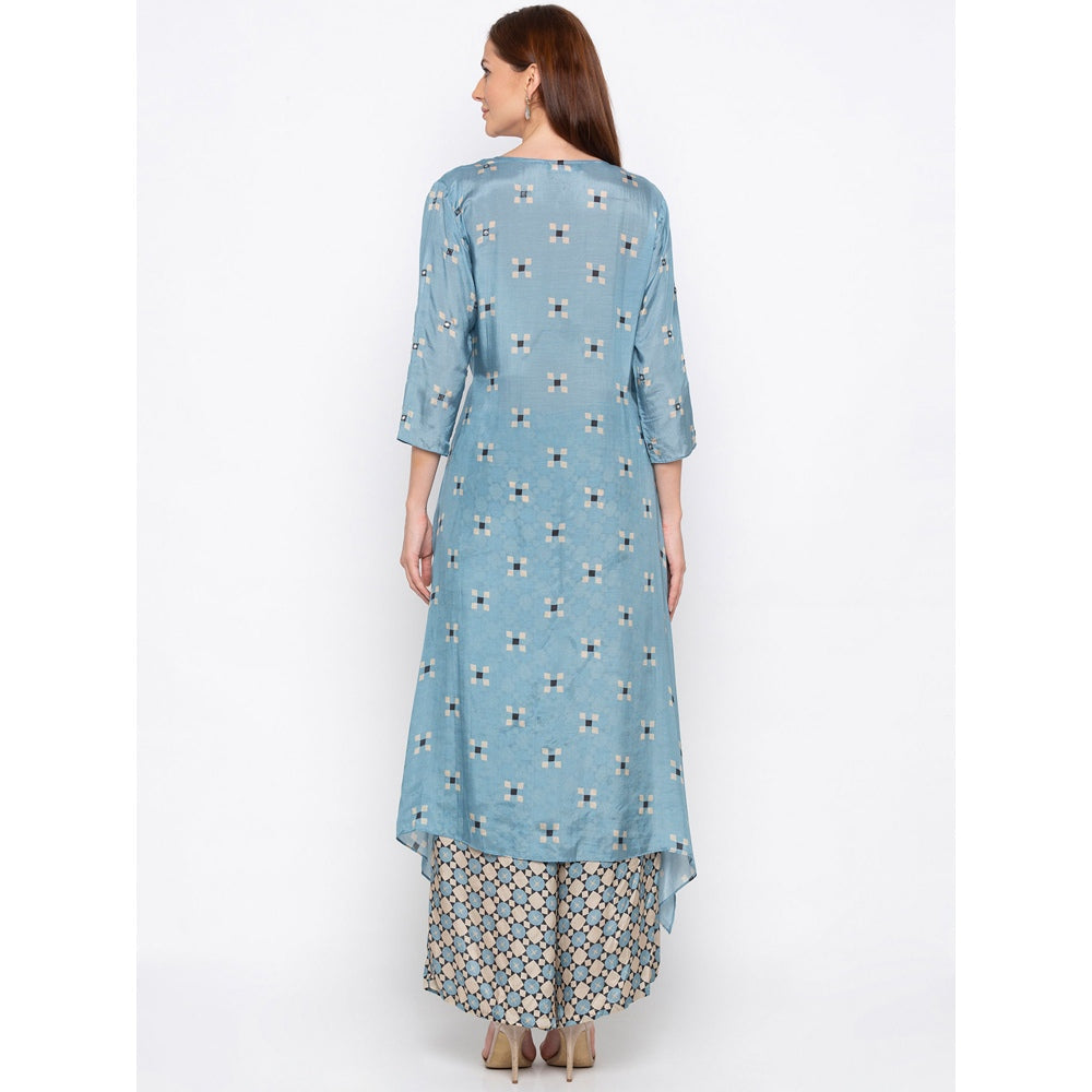 Soup by Sougat Paul Blue Printed Kurta With Palazzo - Customisable (Set of 2)