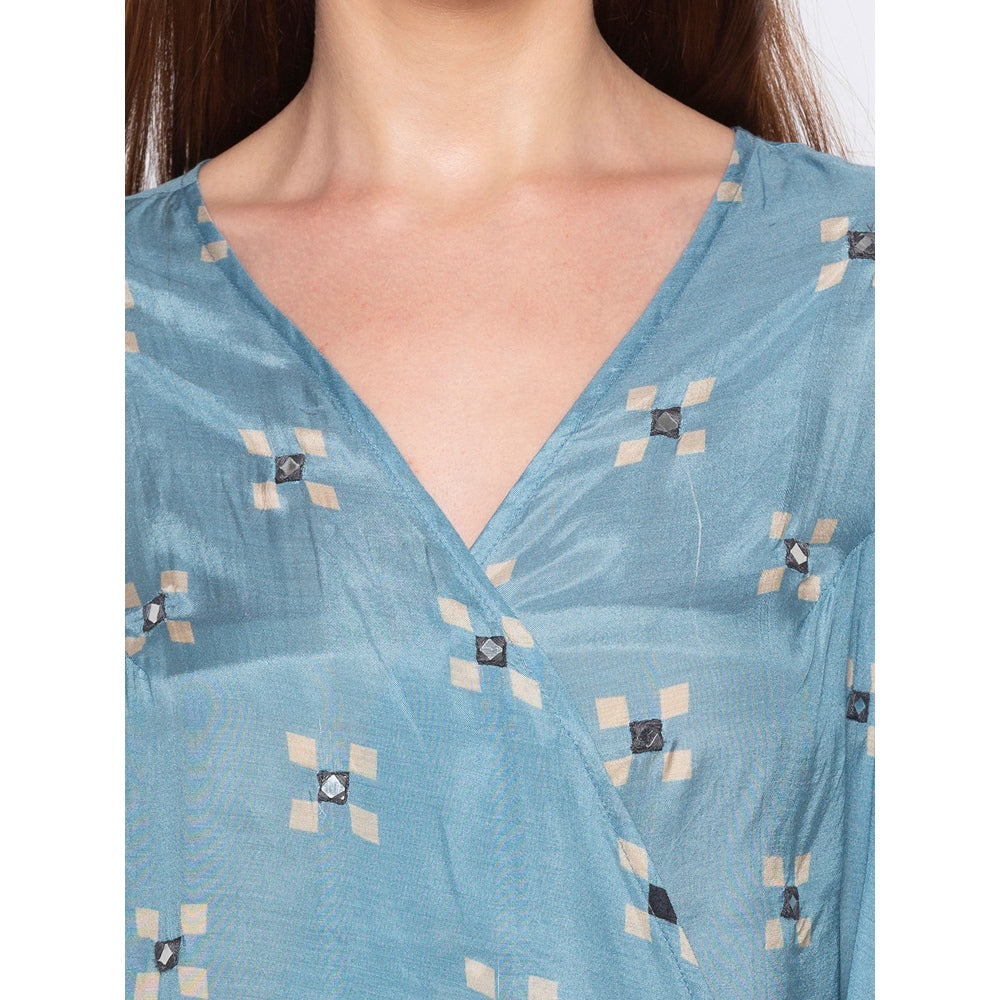 Soup by Sougat Paul Blue Printed Kurta With Palazzo - Customisable (Set of 2)