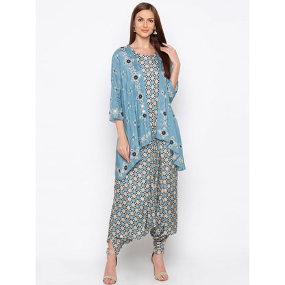 Soup by Sougat Paul Multicolor Jumpsuit With Printed Jacket - Customisable (Set of 2)