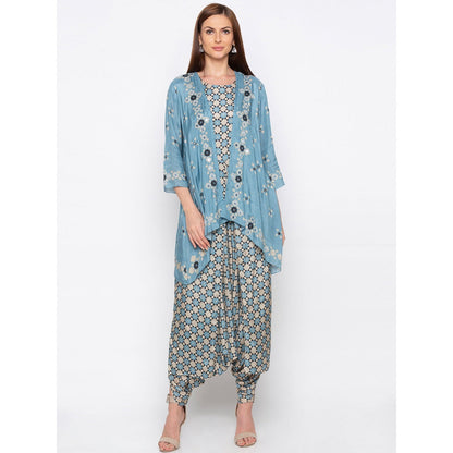 Soup by Sougat Paul Multicolor Jumpsuit With Printed Jacket - Customisable (Set of 2)