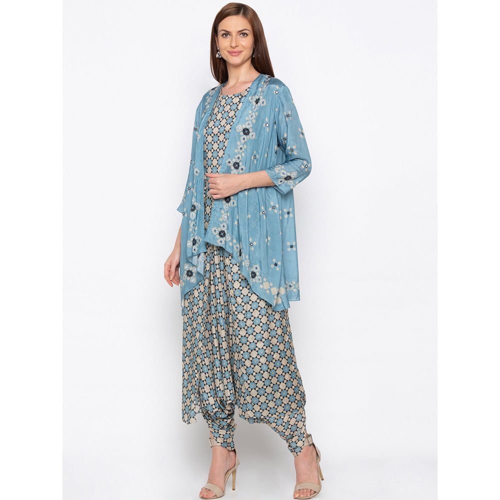 Soup by Sougat Paul Multicolor Jumpsuit With Printed Jacket - Customisable (Set of 2)