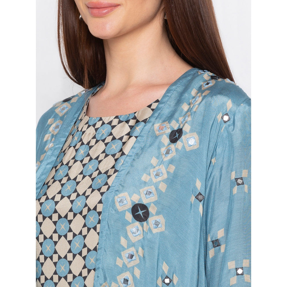 Soup by Sougat Paul Multicolor Jumpsuit With Printed Jacket - Customisable (Set of 2)