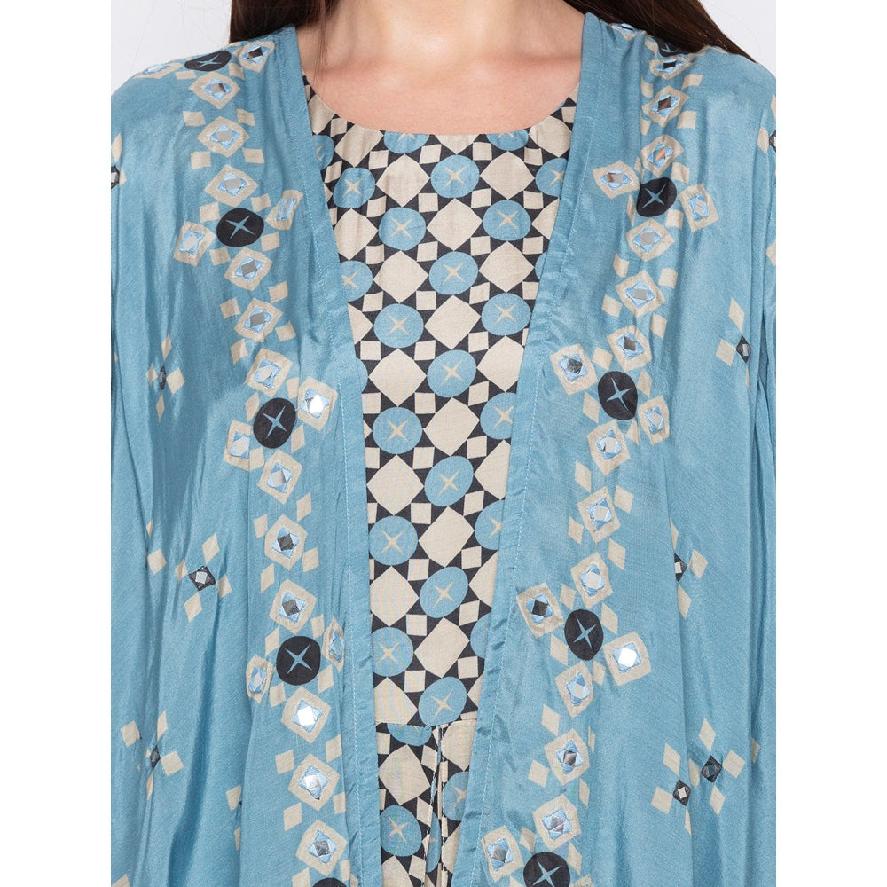 Soup by Sougat Paul Multicolor Jumpsuit With Printed Jacket - Customisable (Set of 2)