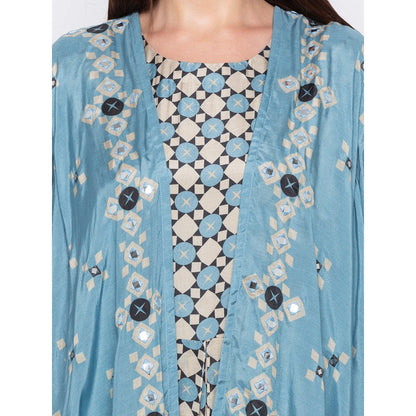 Soup by Sougat Paul Multicolor Jumpsuit With Printed Jacket - Customisable (Set of 2)