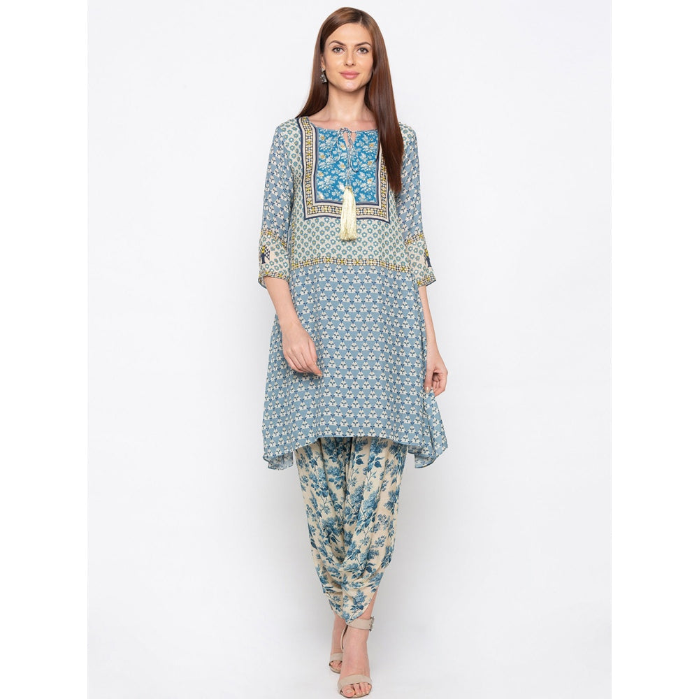 Soup by Sougat Paul Blue Printed Kurta With Dhoti Pants - Customisable (Set of 2)