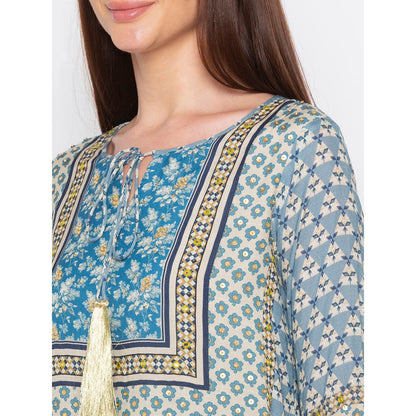 Soup by Sougat Paul Blue Printed Kurta With Dhoti Pants - Customisable (Set of 2)