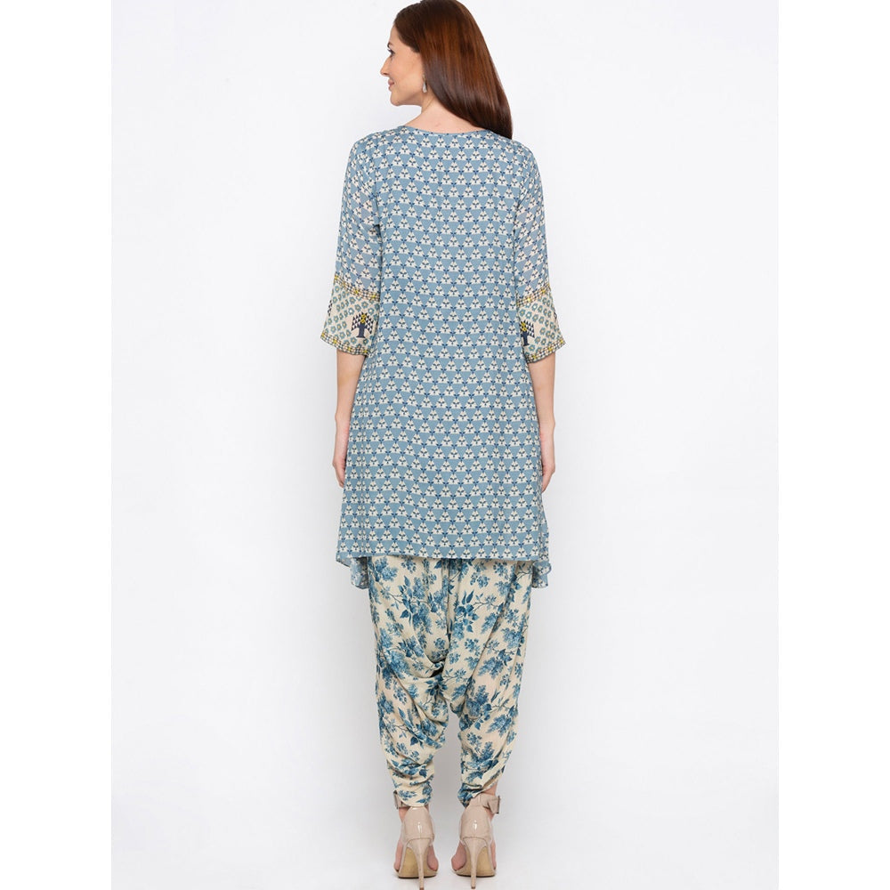 Soup by Sougat Paul Blue Printed Kurta With Dhoti Pants - Customisable (Set of 2)