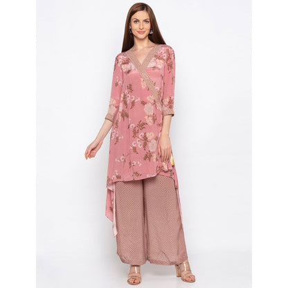 Soup by Sougat Paul Pink Printed Wrap Kurta With Palazzo - Customisable (Set of 2)