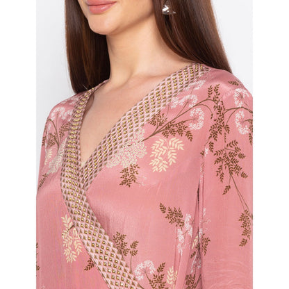 Soup by Sougat Paul Pink Printed Wrap Kurta With Palazzo - Customisable (Set of 2)