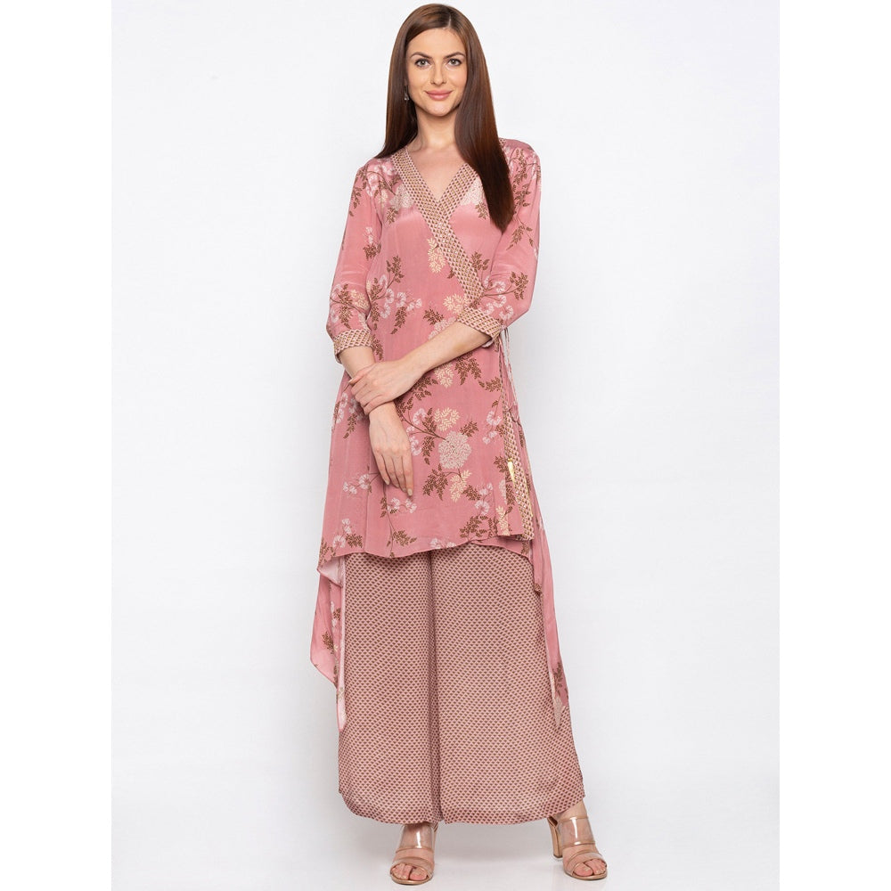Soup by Sougat Paul Pink Printed Wrap Kurta With Palazzo - Customisable (Set of 2)