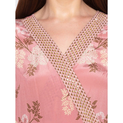 Soup by Sougat Paul Pink Printed Wrap Kurta With Palazzo - Customisable (Set of 2)