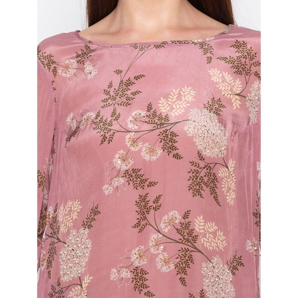 Soup by Sougat Paul Pink Printed High Low Kurta With Palazzo - Customisable (Set of 2)