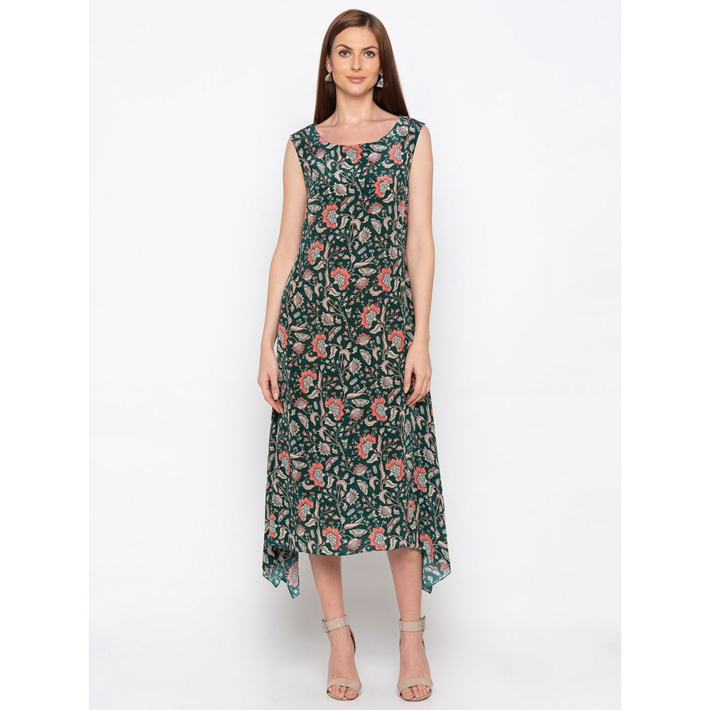 Soup by Sougat Paul Green Printed Dress With Jacket (Set of 2)