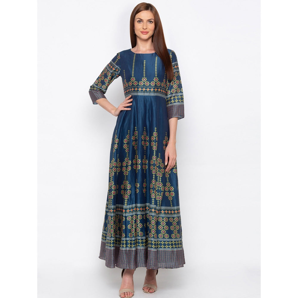 Soup by Sougat Paul Teal Printed Maxi Dress - Customisable