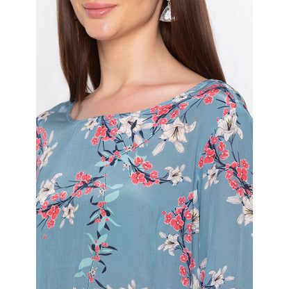 Soup by Sougat Paul Blue Printed High Low Kurta With Palazzo - Customisable (Set of 2)