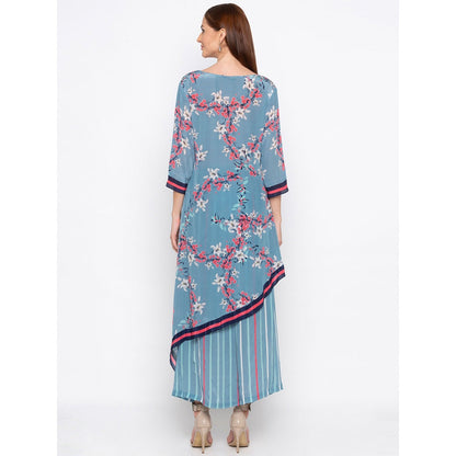 Soup by Sougat Paul Blue Printed High Low Kurta With Palazzo - Customisable (Set of 2)