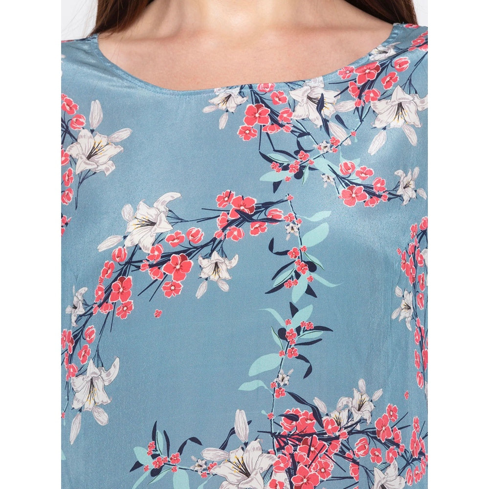 Soup by Sougat Paul Blue Printed High Low Kurta With Palazzo - Customisable (Set of 2)