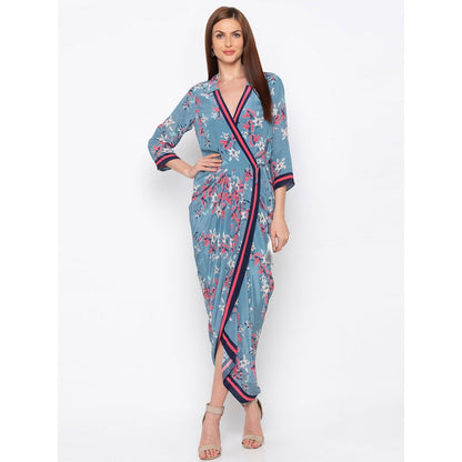 Soup by Sougat Paul Blue Floral Wrap Dress - Customisable