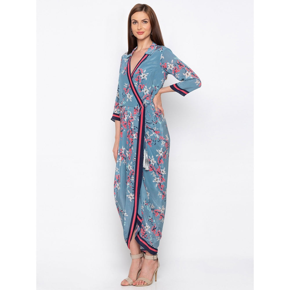 Soup by Sougat Paul Blue Floral Wrap Dress - Customisable