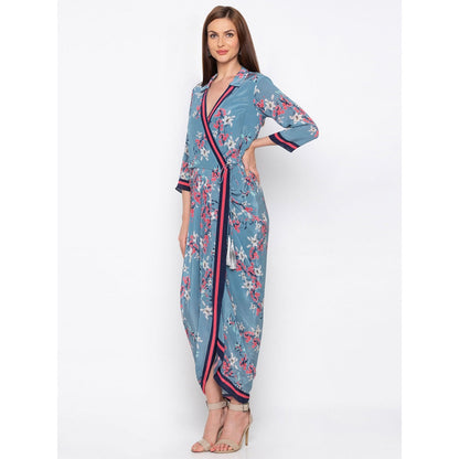 Soup by Sougat Paul Blue Floral Wrap Dress - Customisable