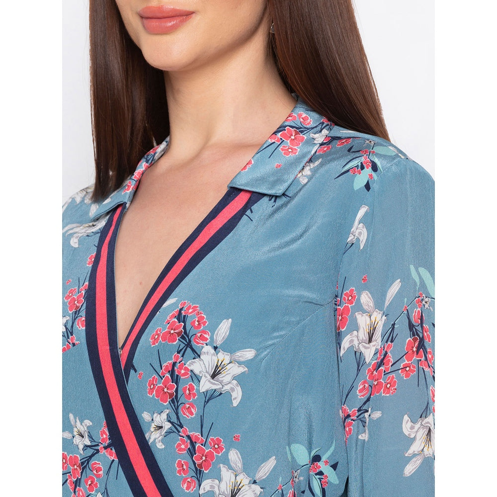 Soup by Sougat Paul Blue Floral Wrap Dress - Customisable