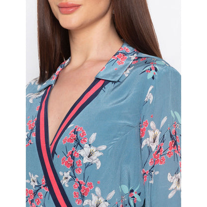 Soup by Sougat Paul Blue Floral Wrap Dress - Customisable