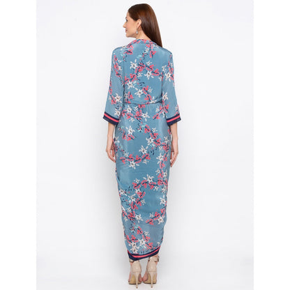 Soup by Sougat Paul Blue Floral Wrap Dress - Customisable
