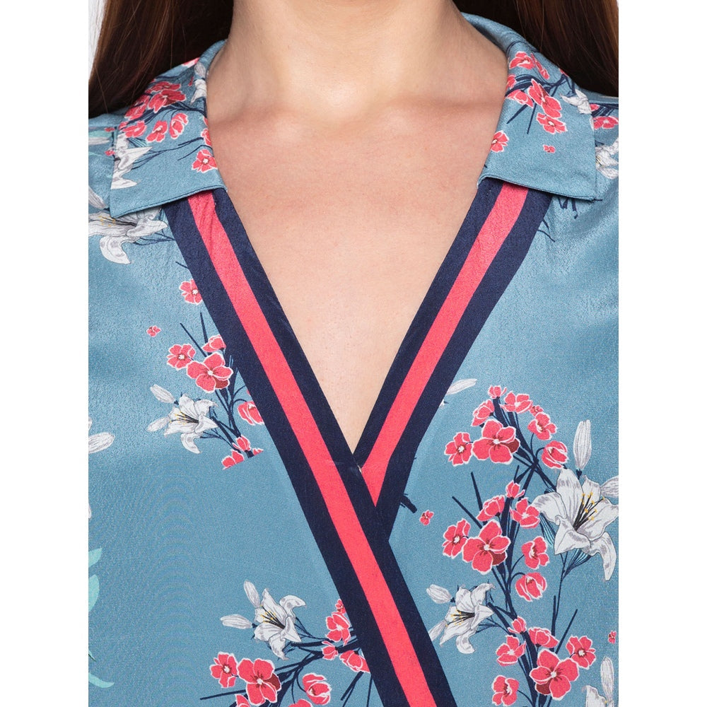 Soup by Sougat Paul Blue Floral Wrap Dress - Customisable