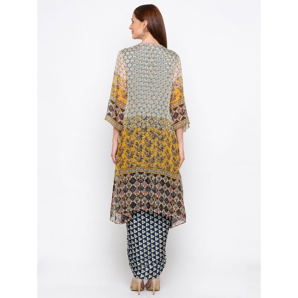 Soup by Sougat Paul Navy Blue Printed Jumpsuit With Jacket - Customisable (Set of 2)