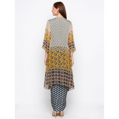 Soup by Sougat Paul Navy Blue Printed Jumpsuit With Jacket - Customisable (Set of 2)