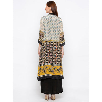 Soup by Sougat Paul Black Kurta With Palazzo And Printed Jacket - Customisable (Set of 3)