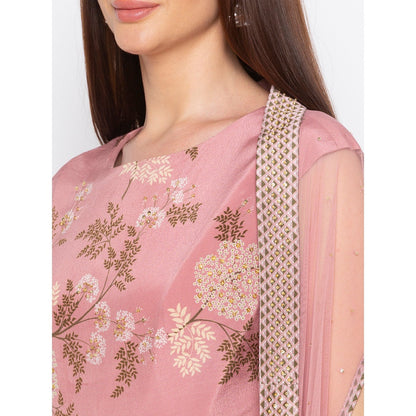 Soup by Sougat Paul Pink Printed Dress With Cape - Customisable (Set of 2)