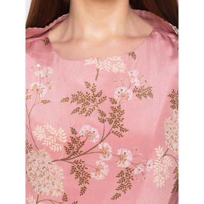 Soup by Sougat Paul Pink Printed Dress With Cape - Customisable (Set of 2)